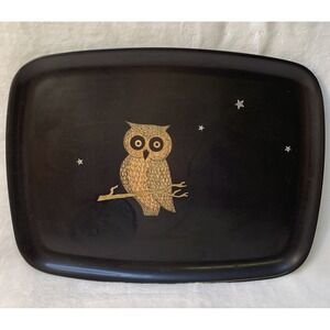 Couroc Of Monterey Owl Tray Charcuterie Wine Serving Barware MCM Inlay Vintage